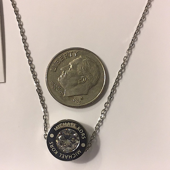 MICHAEL KORS BRILLIANCE LOGO PENDANT NECKLACE NWT - Picture 2 of 10